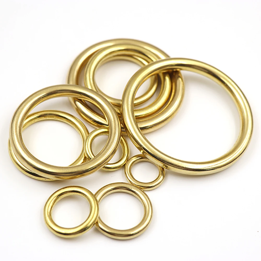 2pcs Solid Brass Cast Closed O Ring 13 16 20 25 28 32 38 45 51mm For Webbing Leathercraft Bag Strap Belt Buckles Pet Collar