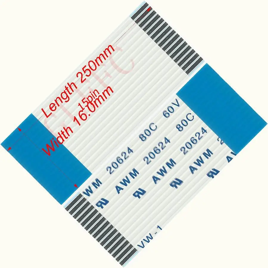 8pin 0.5pitch 50mm-1400mm B-type Flexible Flat Cable FFC awm 20624 ROHS for TTL LCD DVD Computer