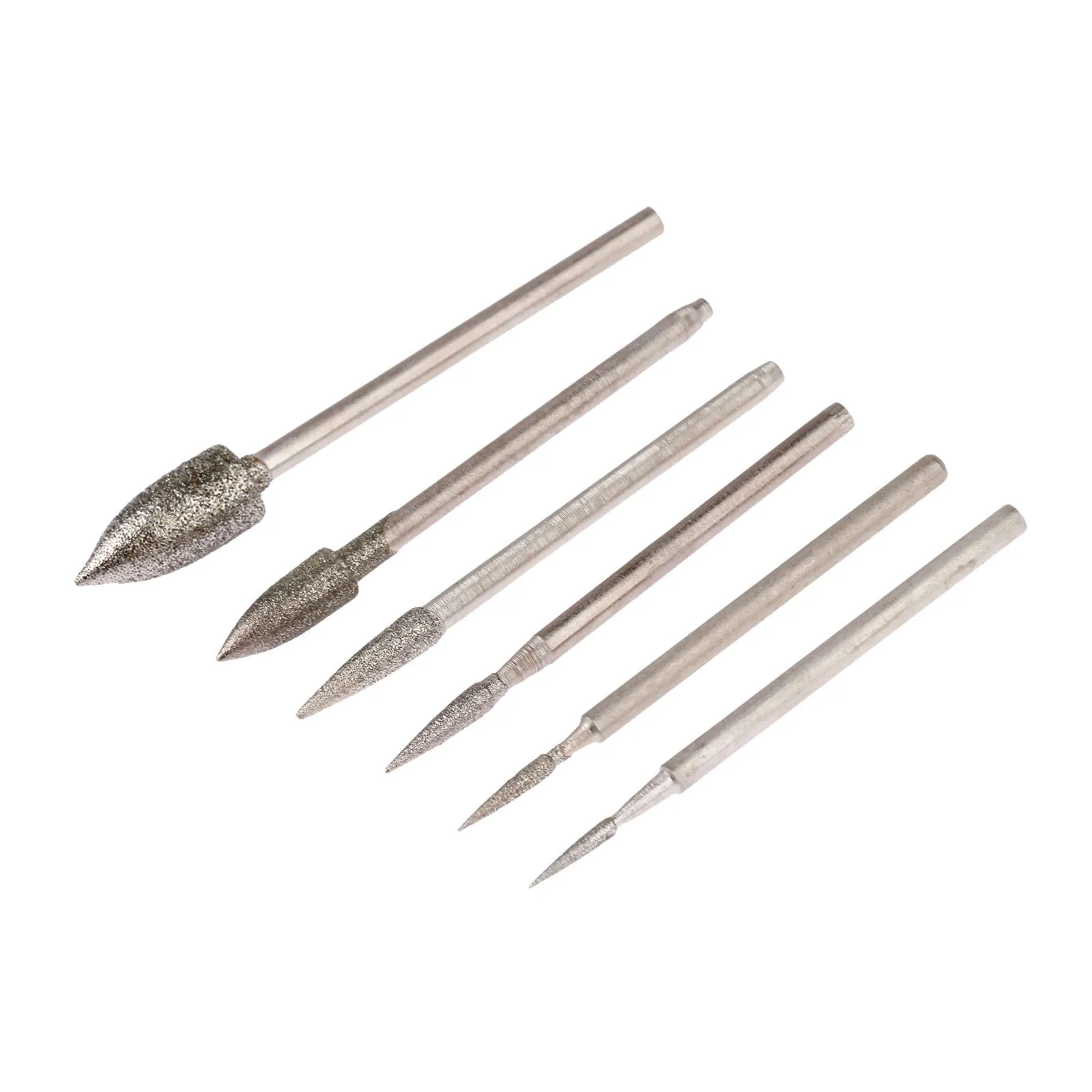 6Pcs Dremel Accesories 2.35mm Shank Electroplating Diamond Grinding Head Polished Needle Jade Stone Carving Engraving Tool