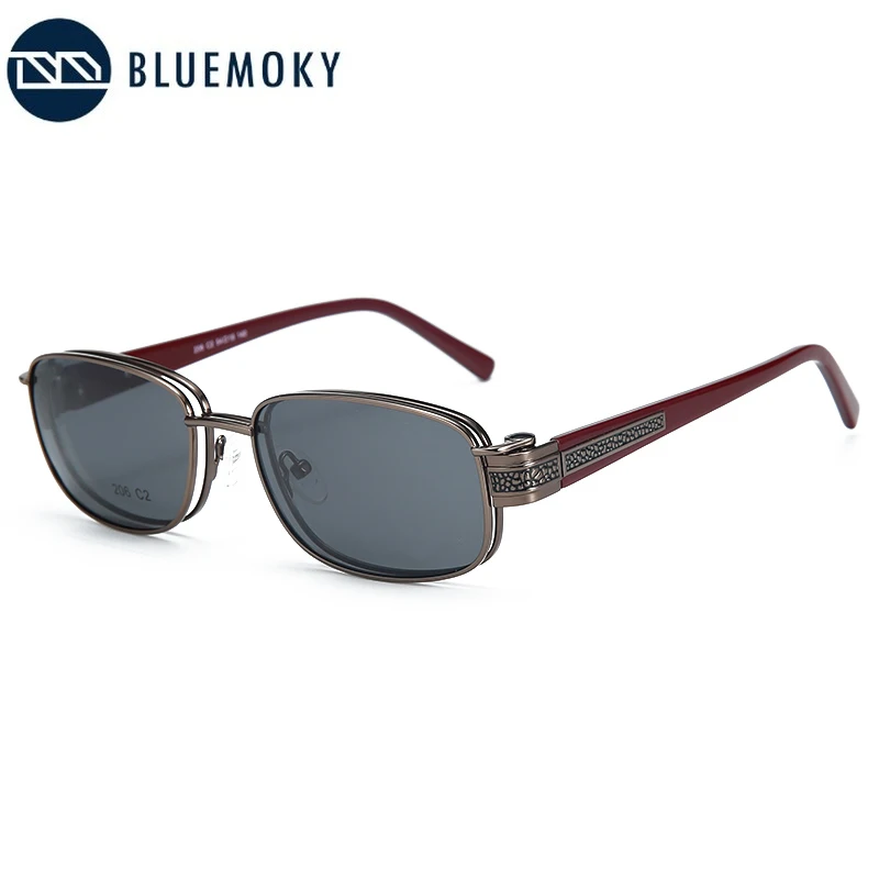 BLUEMOKY Vintage Steampunk Clip On Sunglasses Women Men Fashion Square Removable Flip Lens UV400 Polarized Driving Sun Glasses