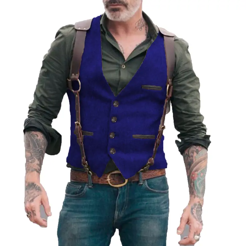 Men's Suit Vest Herringbone V Neck Business Formal Dress Waistcoat for Wedding Suit or Tuxedo - Image 20