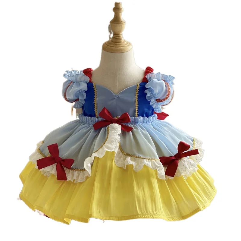 Children's Day Summer Snow White Dress Baby Lolita Pompeo Quality Spanish Wind Kids Dresses for Girls Flower Girl Dresses