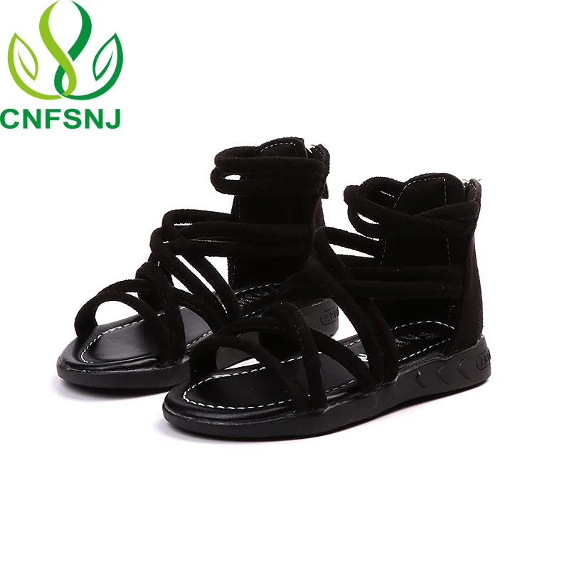 CNFSNJ 2021 new Summer Beach High top Pump Baby Girls Pu Leather Children Black Kids Fashion Flat Toddler Pink Sandals 21-36