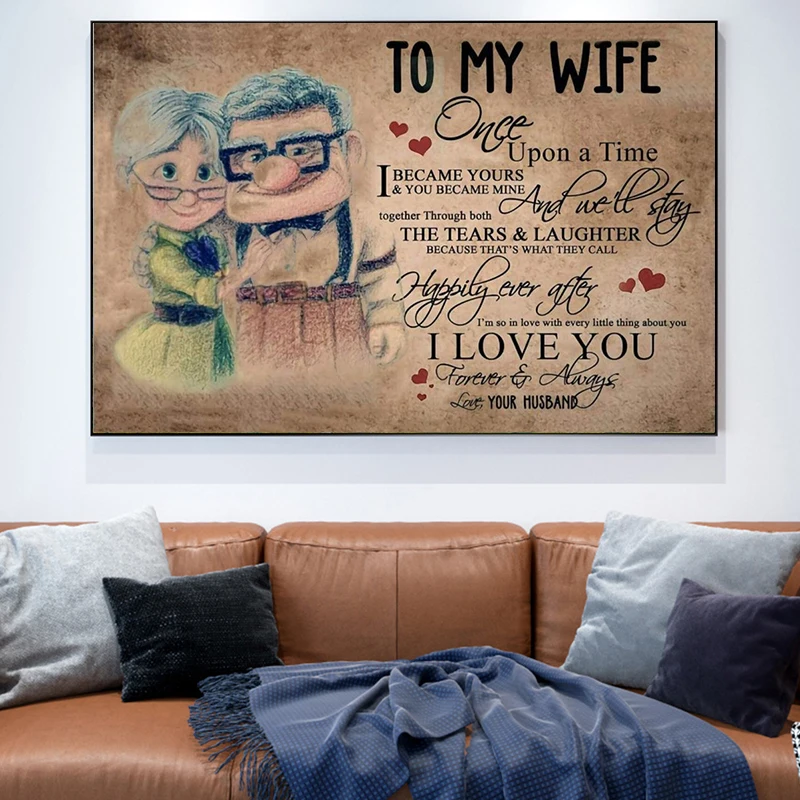 Romantic To my Wife Quotes Canvas Painting Wall Art Sweet Love Words Poster For Valentine's Day Wedding Christmas Home Decor