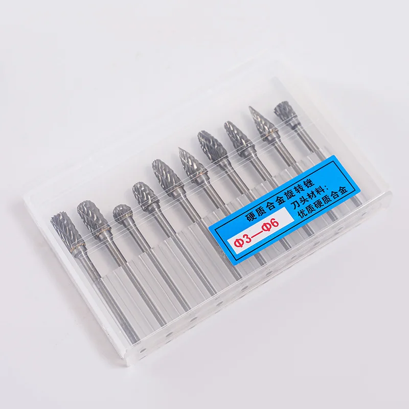 Carbide Burr Set 10pcs Double Cut Solid Carbide Rotary Burr Set for Die Grinder Drill Metal Carving Engraving Polishing Drilling