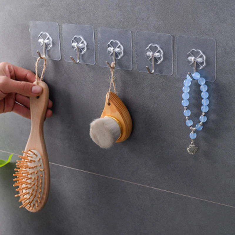 

5PCS Hanger Hook Kitchen Suction Cup Adhesive Wall Vacuum Sucker Heavy Bathroom TransparentLoad Rack Stainless Steel Transparen