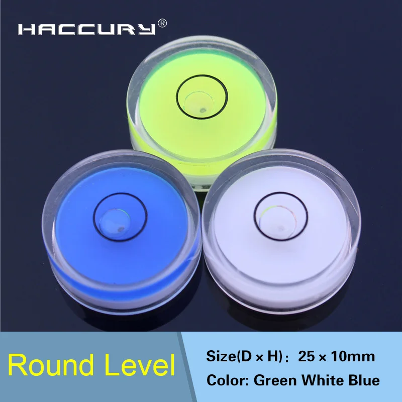 HACCURY Universal level measurement instrument Bubble level Circular Level Spirit Beads Size 25*10mm Green Blue White Color