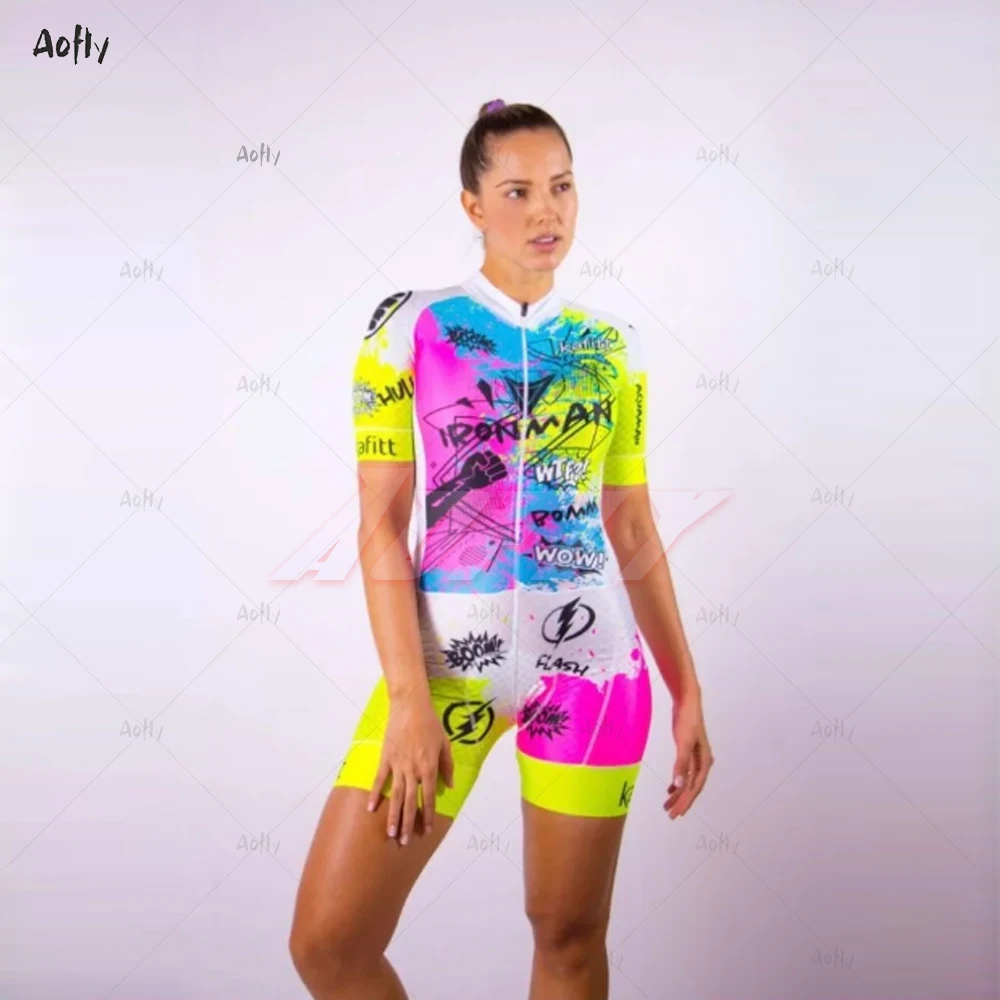 KAFITT Fluorescent color Women‘s Sexy Skinsuit Clothes Cycling Professional Macaquinho Ciclismo Feminino Go Pro Triathlon Sets