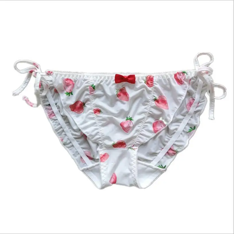 

Strawberry Underpants Sexy Bow Panties Lace Women's Underwear Flower Transparent Panties Mesh Seamless Thong Low Rise S1269