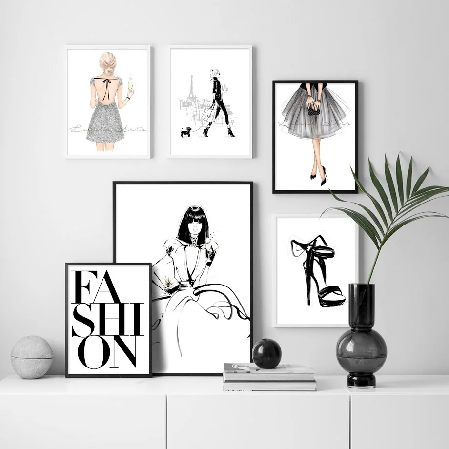 Fashion Girl High heels Paris tower Wall Art Canvas Painting Nordic Posters And Prints Wall Pictures For Living Room Home Decor