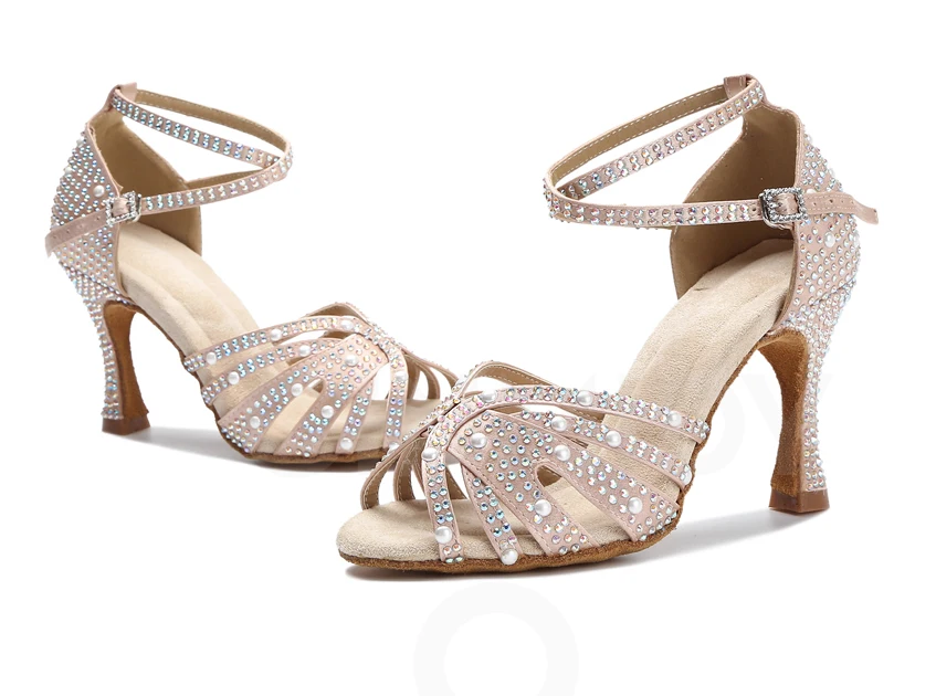Damen Tanzschuhe mit Strass, Tango Salsa Ballsaal Tanzschuhe, Damen Hochzeitsschuhe, Damen Indoor-Sandalen, Tanz-Sneakers – Detail 26