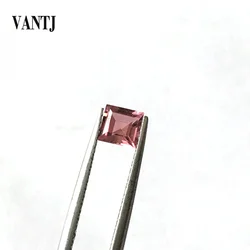 VANTJ Natural Pink Tourmaline Loose Gemstone Square 4mm for Silver Gold Women Jewelry Random Delivery