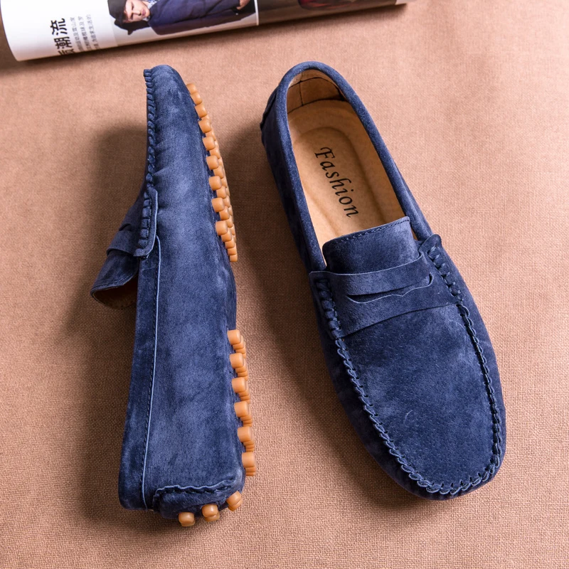 Penny Loafers Men Boat Shoes 2022 Fashion Man Moccasins Suede Leather Slip On Flats Classic Men Casual Shoes Plus Size 38-47