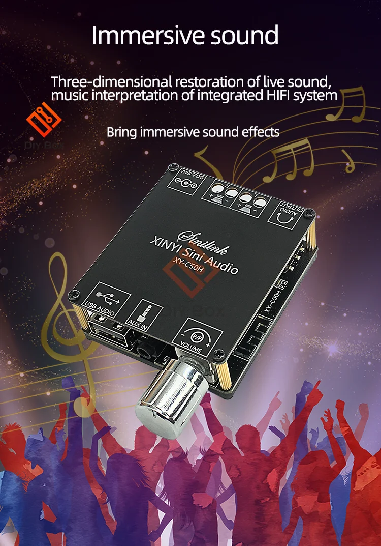Bluetooth 5.0 TPA3116 Digitaler Leistungsverstärker-Board Dual-Kanal 50W*2 100W*2 Lautsprecher Stereo Audio AMP Modul XY-C100L XY-C100H – Detail 5