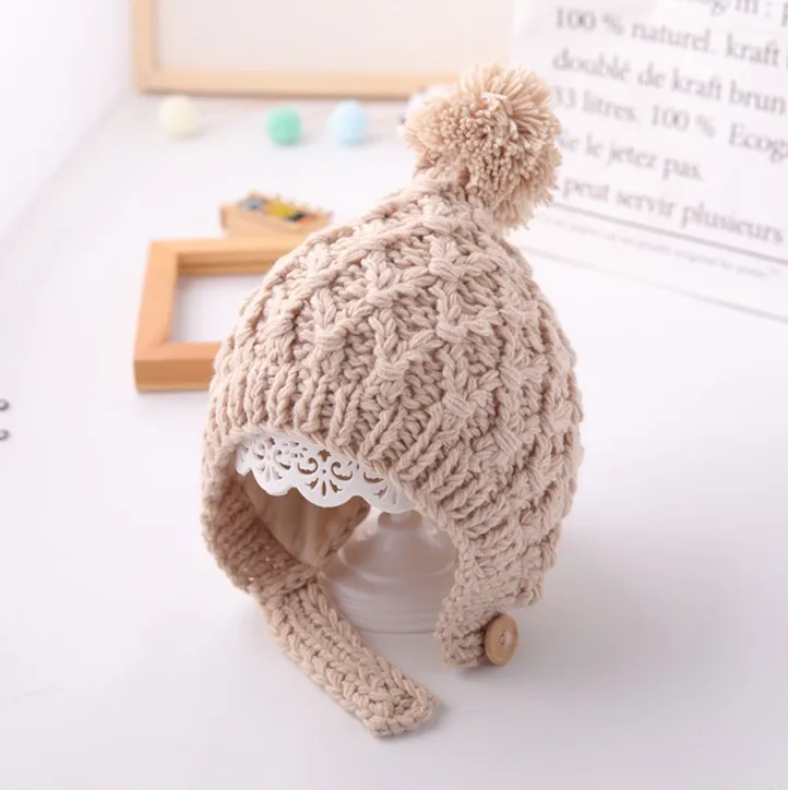 Beanies bebê recém-nascido chapéu pompon inverno crianças chapéu de malha bonito boné para meninas meninos casual cor sólida meninas chapéu do bebê