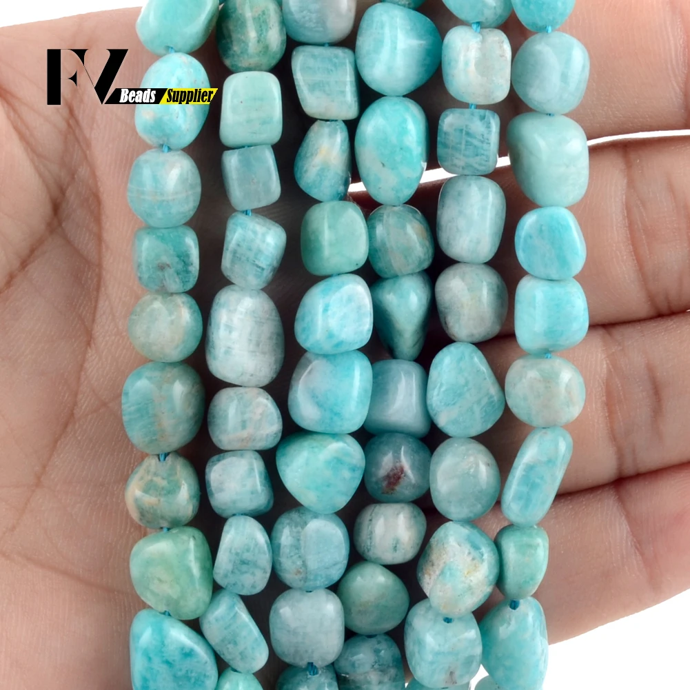 Natural Irregular Amazonite Stone Loose Beads 8-10mm Gravel Spacer Beads For Jewelry Making DIY Bracelets Necklace Accessory 15\