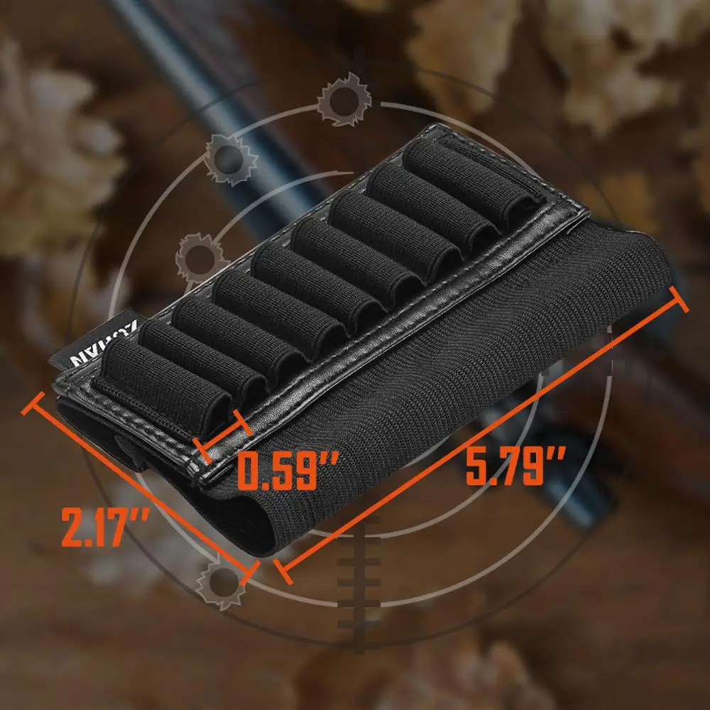 ZOHAN Tactical 9 Rounds Rifle Buttstock Shell Cartridge Shooting Gun Bullet Holder Ammo Shell Pouch for Hunting Accessorie