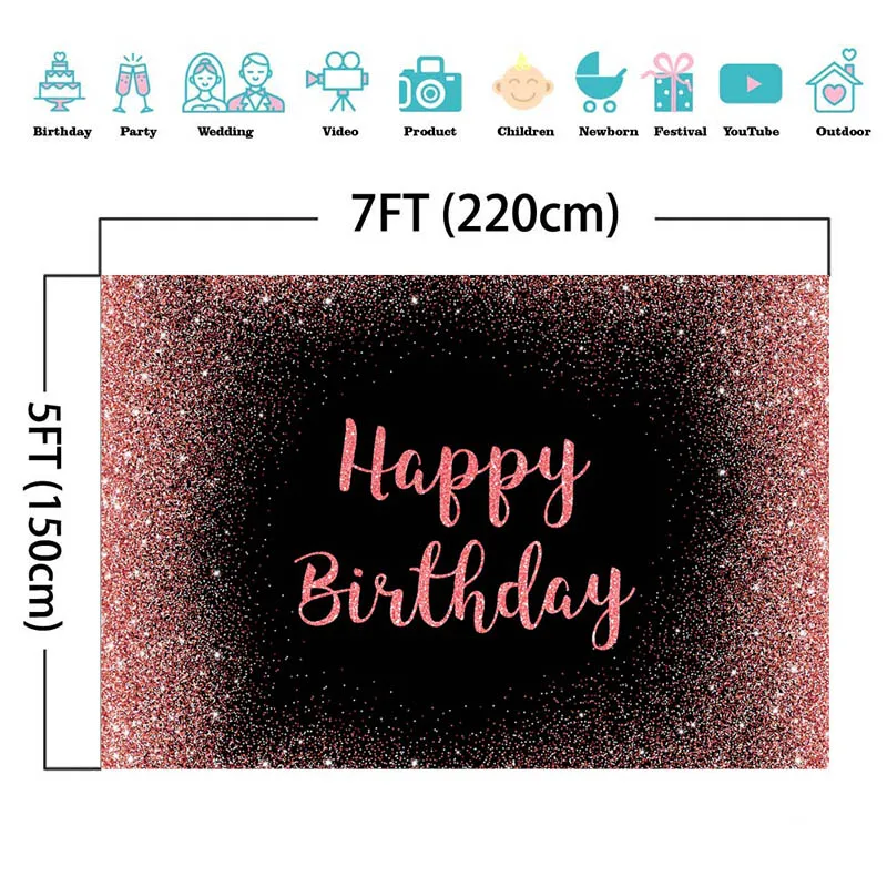 MOCSICKA 생일 파티 테마 배경 스파클링 배경 장식 스타일 생일 축하 배경 사진 스튜디오