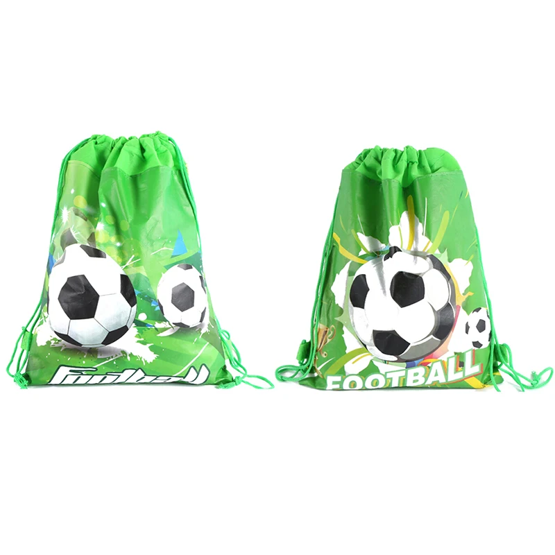 1PCS School Football Drawstring Backpacks Fashion Green  Bags Kids Boy Favors Non-Woven Fabric Backpack