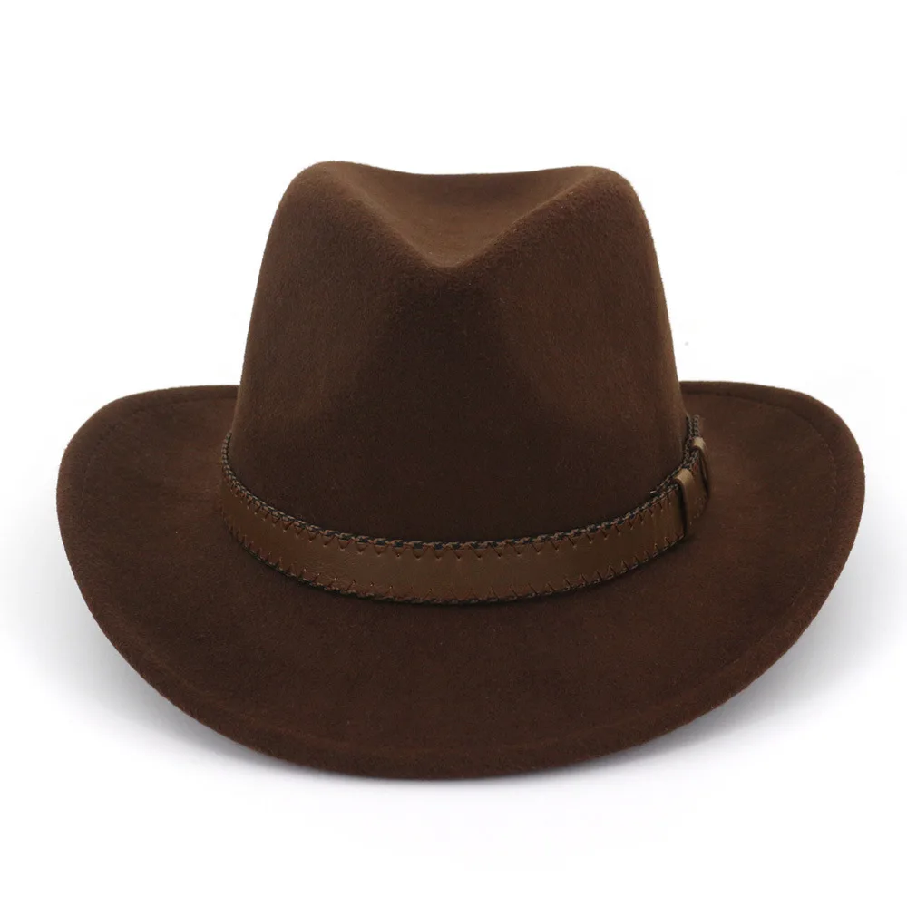 Cowboyhut Aus Wollfilz Für Damen Und Herren – Fedora Mit Lederband, 9,5 Cm Krempe, Unisex, Für Party & Reisen