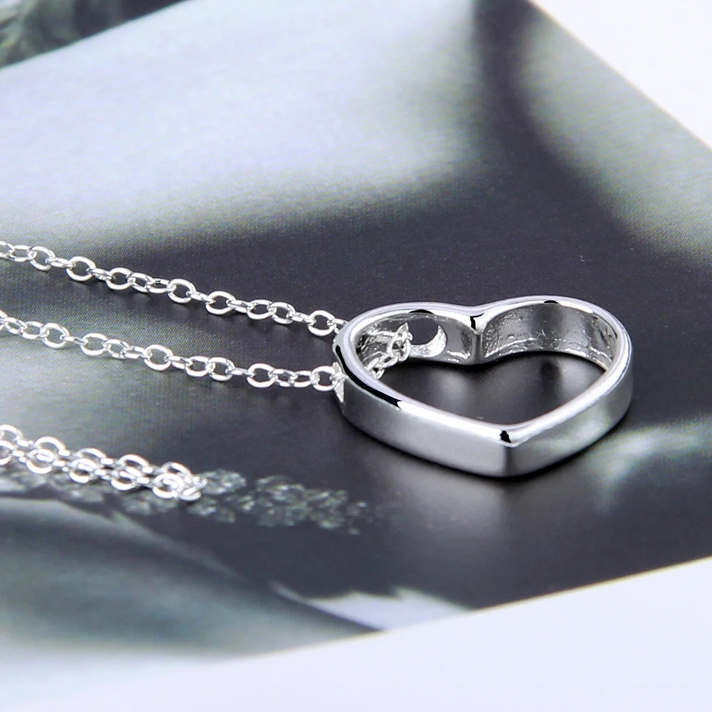 DOTEFFIL 925 Sterling Silver Heart Pendant Necklace 18 Inches Chain For Women Wedding Engagement Jewelry