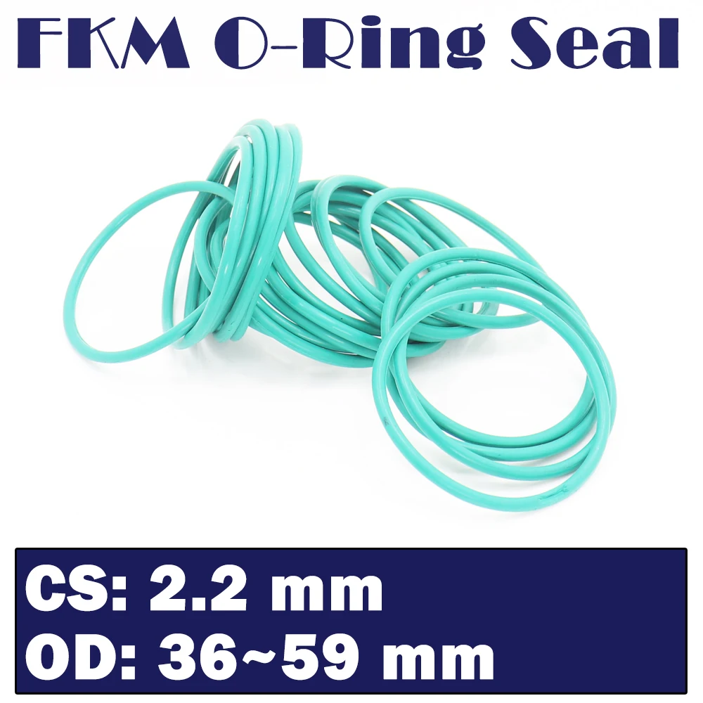 CS 2.2mm FKM Rubber O RING OD 36/44/53/59*2.2 mm 20PCS O-Ring Fluorine Gasket Oil seal Green ORing