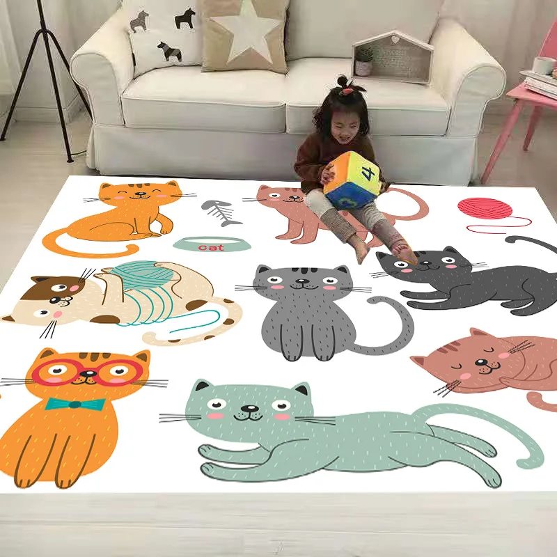 Tapis de sol 3D antidérapant avec motif licorne et soleil, pour salle à manger, chambre à coucher, doux pour enfants