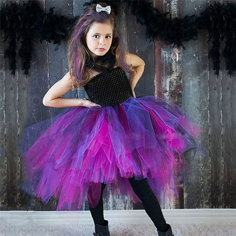 Cool Girls Black Rocky King Tutu Dress Kids Crochet Tulle Strap Dress Ball Gown Children Halloween Cosplay Party Costume Dresses