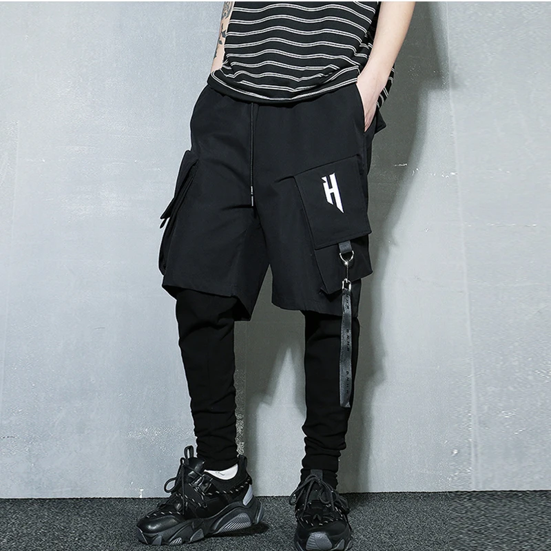 11 BYBB\'S DARK Tactical Functional Cargo Pants Joggers Men Fake two Pieces Trousers Hip Hop Streetwear Pant Black GB246