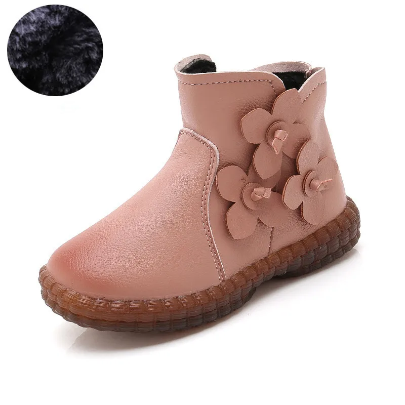 Autumn Winter Girls Boots Children Warm Plush Winter boots Shoes Kids Snow Boots Girls Casual Leather Shoes 4 5 6 7 8 9 10-14T