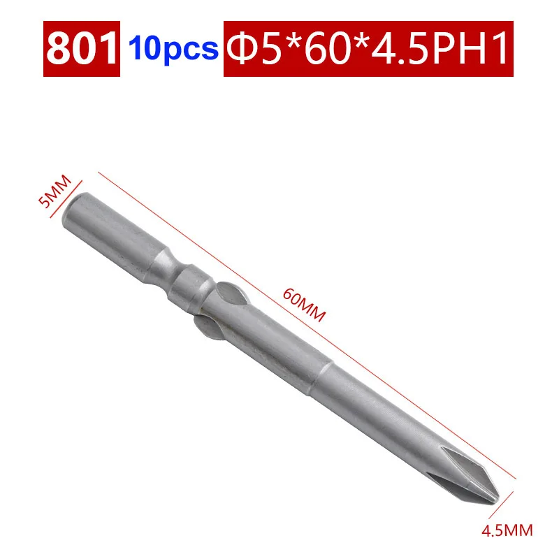 10 teile/los 801 Elektrische Schraubendreher bit 60mm Länge Runde Schaft Magnetische Phillips Kreuz schraube fahrer Bits set PH00 PH0 PH1 PH2 – Detail 22