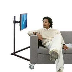 1M Height Floor Stand with Adjustable Cross Arm, Monitor Stand with Tilt and Rotation, Height Adjustable