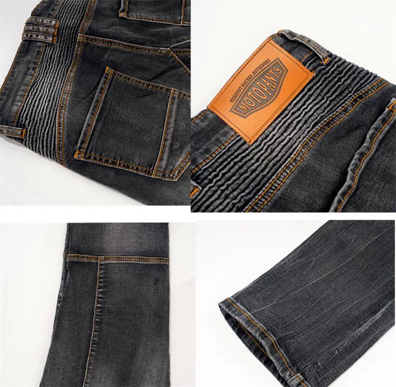 New Aramid MOTO pants motorcycle riding cotton jeans four seasons Knight pants anti-fall high elastic pants with 4 knee pads