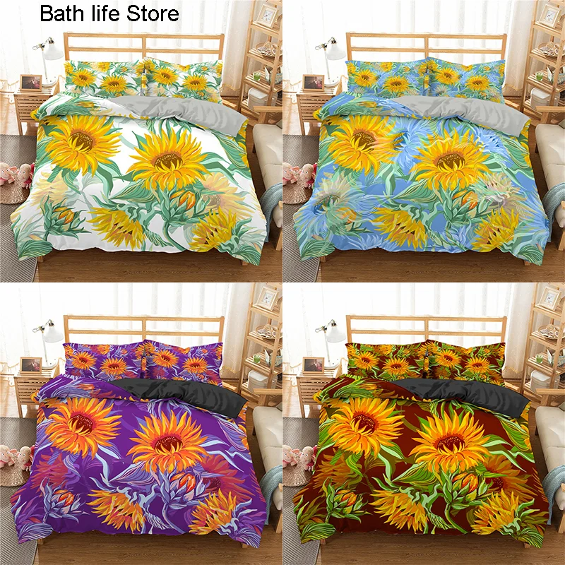3D Printed Bedding Set Flowers Bedclothes Duvet Cover With Pillowcase Plant Bedding Set Soft Quilt Cover For Home Textiles