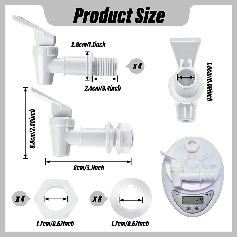 4 stück Ersatz Kühler Wasserhahn Wasser Flasche Krug, Dispenser Tap Set, Wiederverwendbare Zapfen Auslauf Wasser Getränke Dispenser