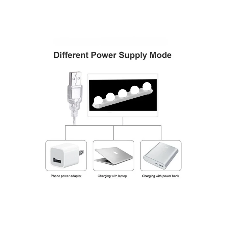 5 Bulbs LED Makeup Mirror Vanity Light 5V USB Hollywood Wall Lamp Kit for Dressing Table Lighting Night Lights