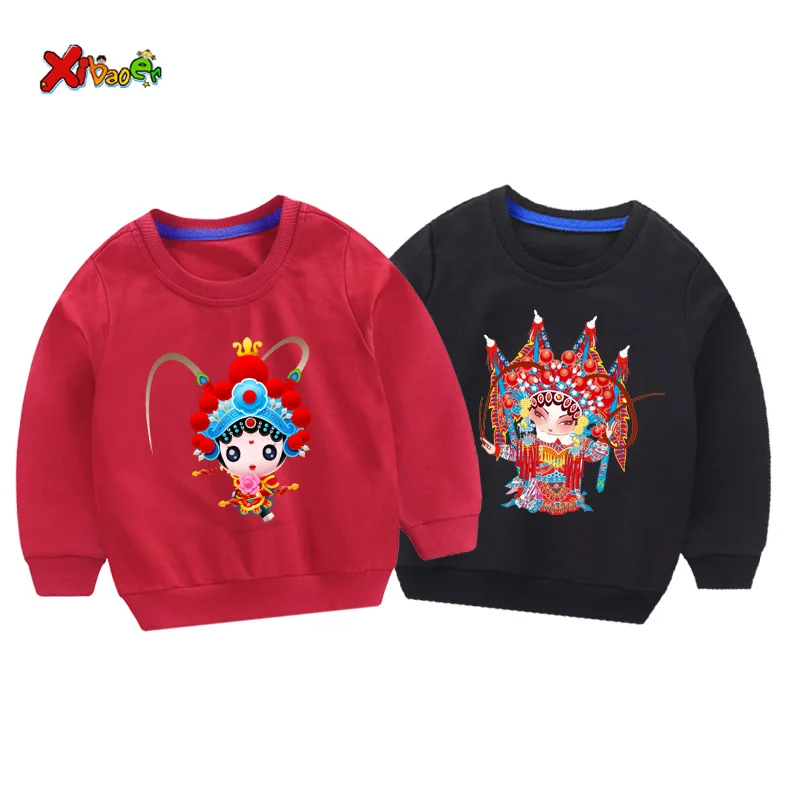 

baby girl sweatshirt hoodie Peking Opera toddler Cotton Hoodies Children Clothes Long Sleeve 2019 white sweatshirt for girl