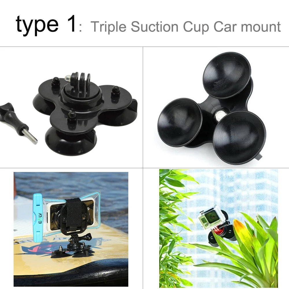 GloryStar Optional Bike/Motorbike Mount for Gopro Accessories for Xiaomi Yi Suction Cup Car Mount for Sjcam Sj4000 Eken H9 H9R