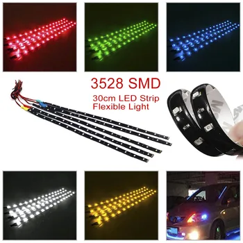 2 個 LED ストリップ SMD3528 防水柔軟な 30 センチメートル赤緑青白ウォームホワイト超高輝度車のスタイリング装飾ステッカーランプ