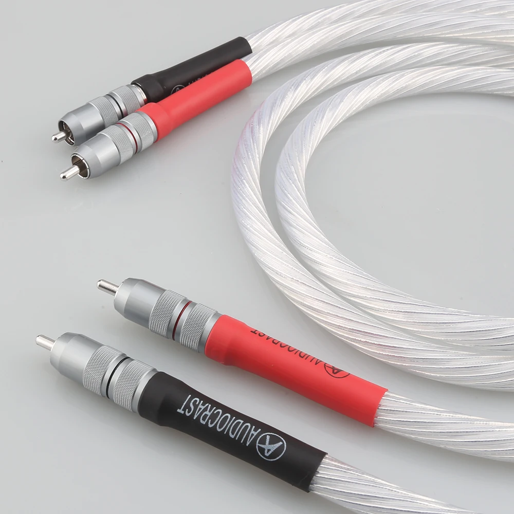 High Quality Odin Silver Plated Phono RCA Interconnect Audio Cable With Viborg Pure Red Copper RCA Plug HIFI Audiophile