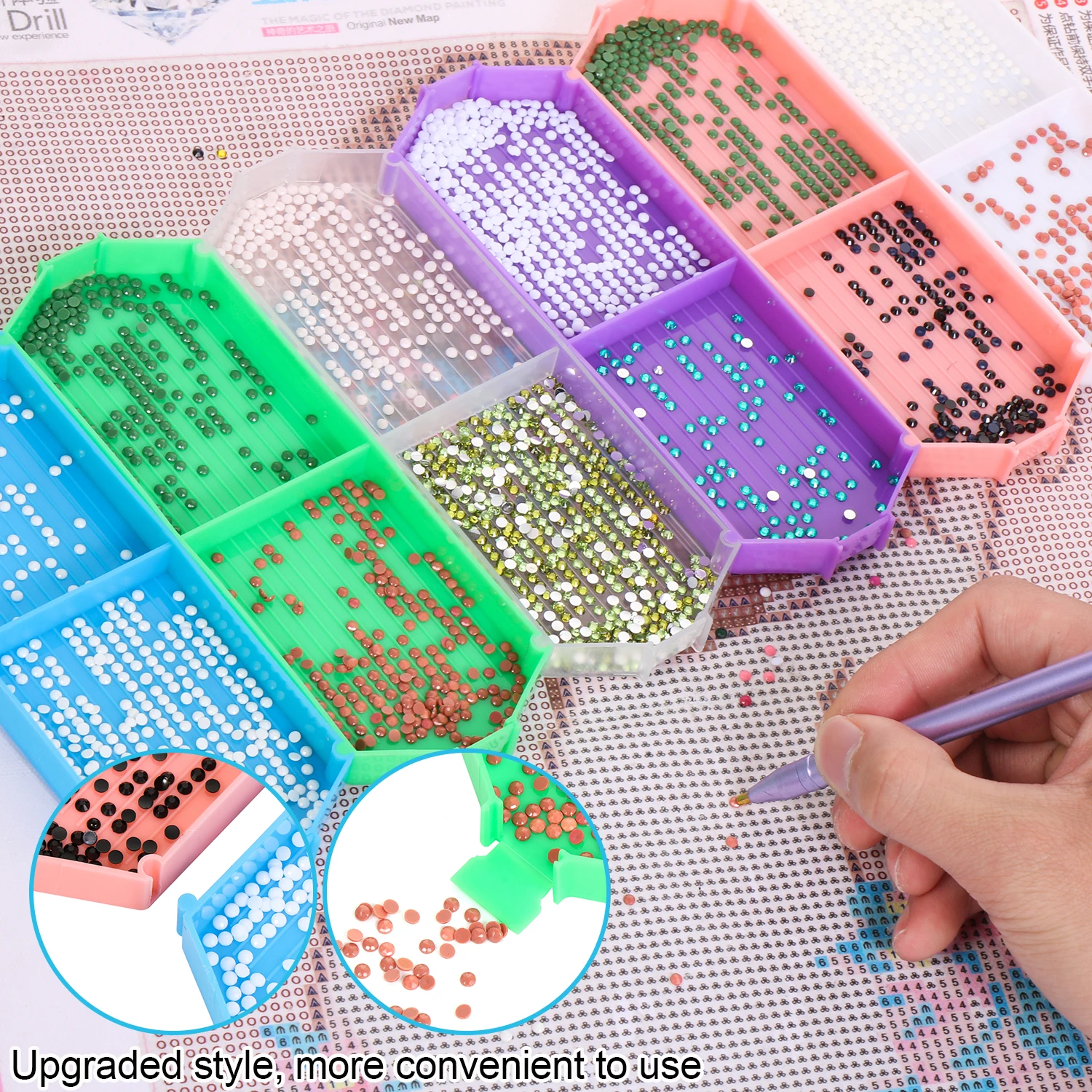 1 Set Upgrade Large Capacity Diamond Painting Tray Diamond Rhinestone Plate Bead Sorting Trays Nail Art Beading Plates Tray