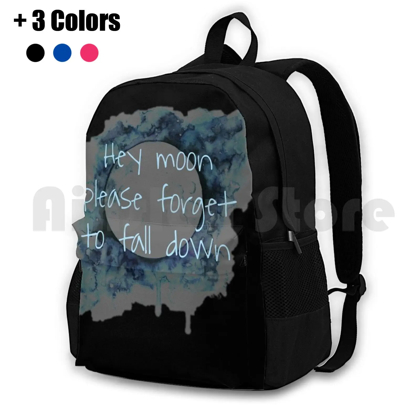 Hey Moon Please Forget To Fall Down Outdoor Hiking Backpack Riding Climbing Sports Bag Tumblr Aesthetic Stars Moon Planet