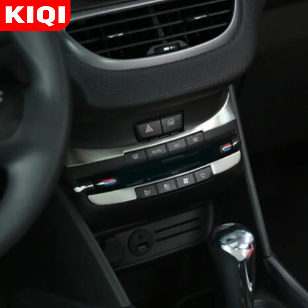 KIQI Car Control Panel Stickers Air Conditioning Switch Interior Sequins Sticker for Peugeot 208 2015 - 2019 Accessories