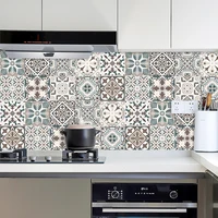 10pcs Blue & Gray Matte Surface Wall Sticker Film For Tiles /Ground in Kitchen Backsplash Floor PVC Art Wallpaper Peel & Stick 2