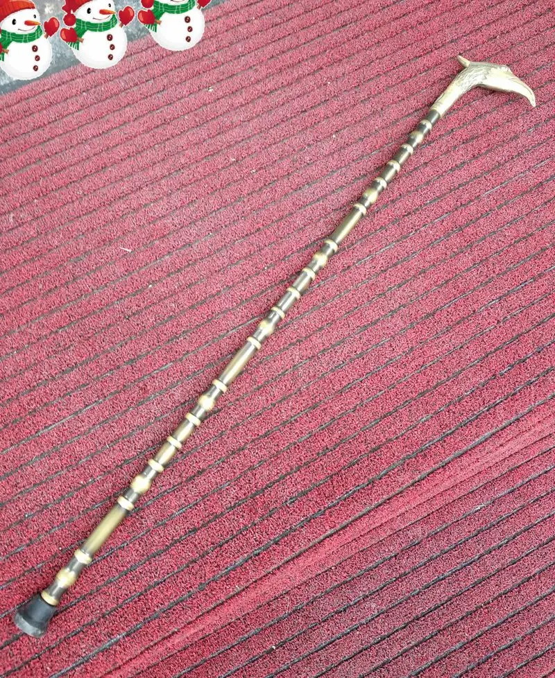 Ancient Sort Walking Sport Sticks Cane Trekking bamboo joint Crane Head Handle Pure Copper