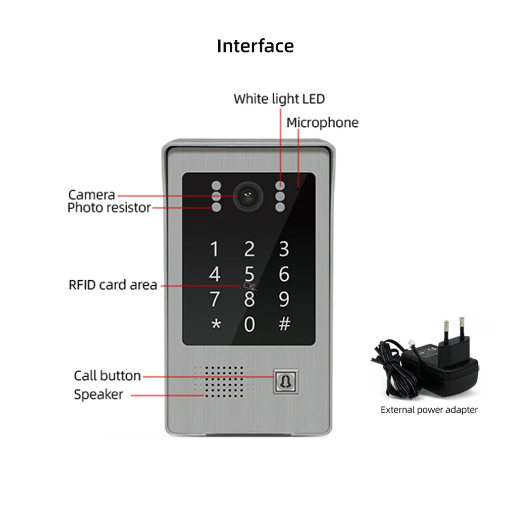 Jeatone-campainha impermeável de visão ampla, telefone de porta ao ar livre, suporte remoto de desbloqueio, trabalho com interfone, 1080p