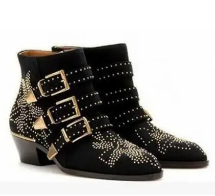 Yue Jabon Susanna Studded Genuine Leather Booties Black 38 4