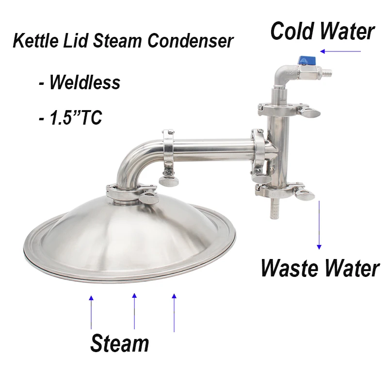 Brew Kettle Lid Steam Condenser Homebrew Weldless 1.5\