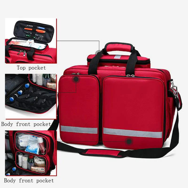 Empty First Aid Kit Waterproof Multi-function Reflective Rescue Bag Home Travel Sport Emergency Medical Case Doctor Visiting Bag