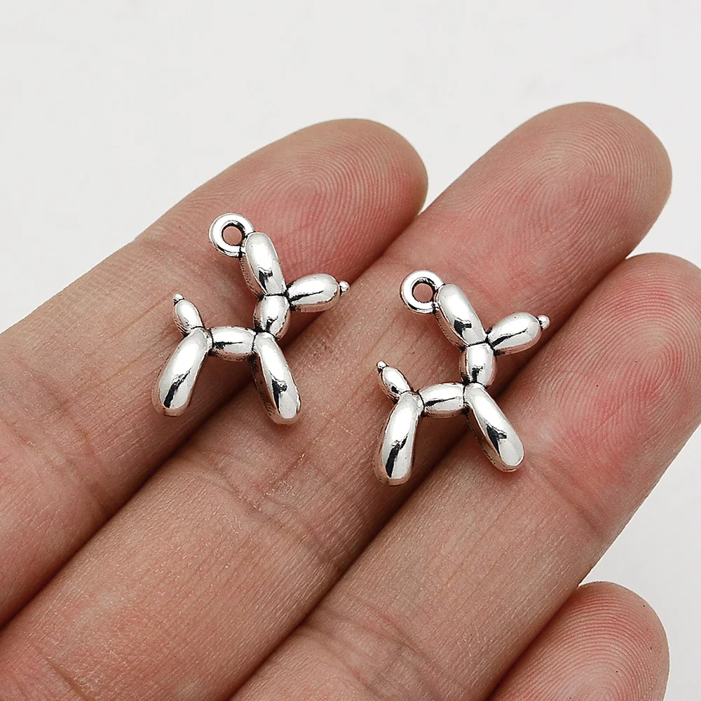 18pcs/Lots 17x19mm Antique Silver Plated Balloon Dog Charms Cute Pendants For Diy Necklaces Jewelry Making Supplies Accessories